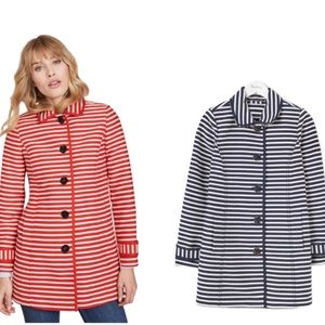 NWT BODEN CONSTANCE STRIPE COAT  Blue White Size 6